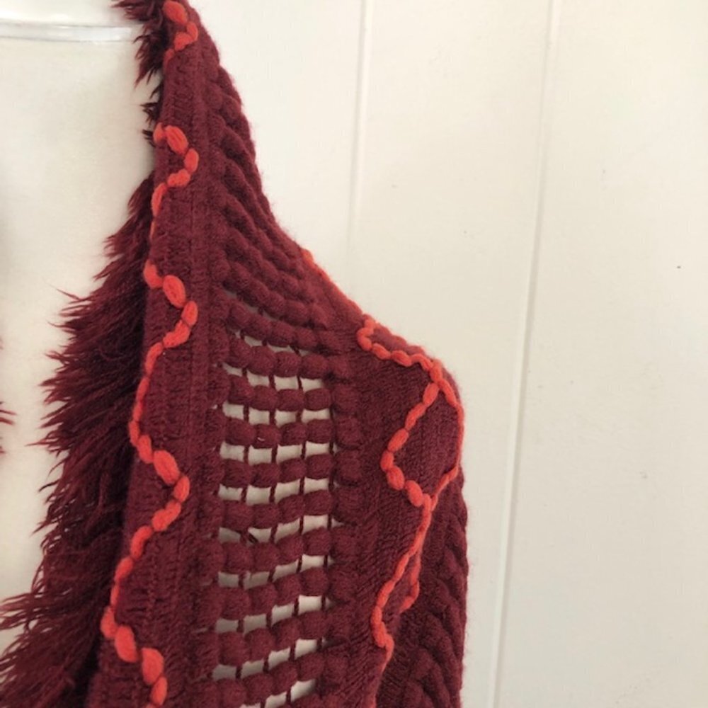 Merona Womens Scarf Knit Infinity Scarf with Fringe Burgundy - Picture 3 of 5